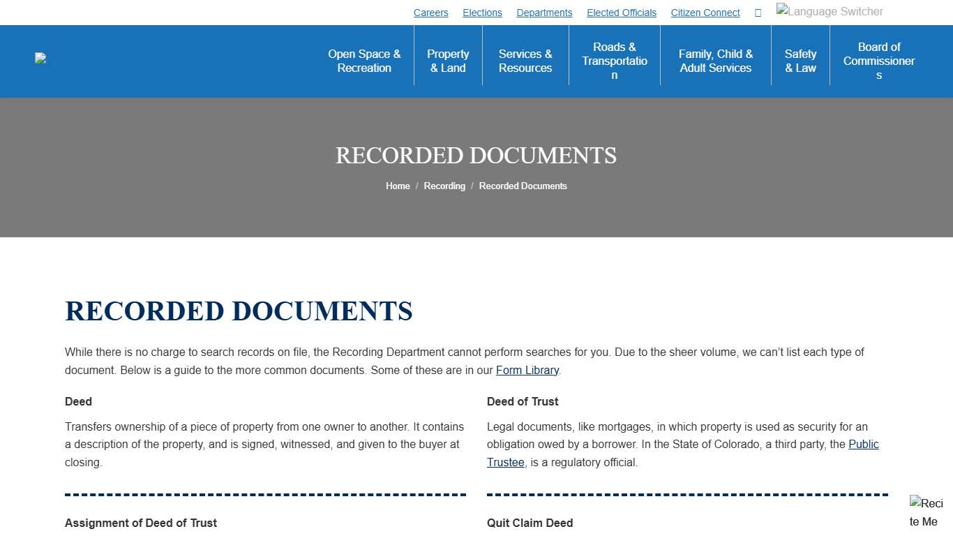 Recorded Documents - El Paso County Clerk and Recorder